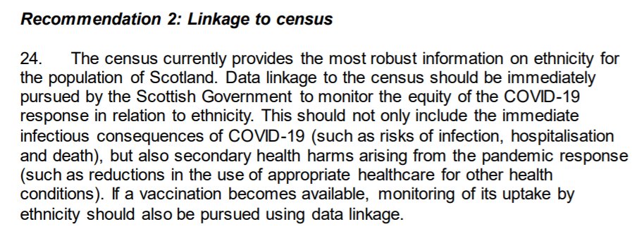 3/6 In August 2020 the Expert Reference Group on CV19 and Ethnicity advised the Scottish Government, and duty bearer agencies to provide ongoing data on CV19 ethnicity mortality data and other key indicators.