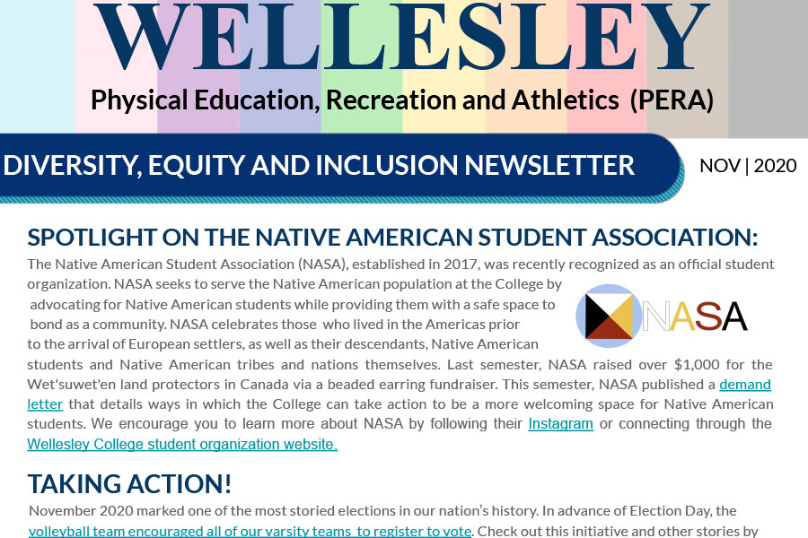 WellesleyBlue's tweet photo. PERA's November Diversity, Equity & Inclusion (DEI) Newsletter spotlights the Native American Student Association and #WellesleyVB's effort to encourage every team to register to vote.
π°: https://t.co/3Azh4Dq4Ea
#EarnTheW | #NCAAInclusion https://t.co/7D1lMWEXZF