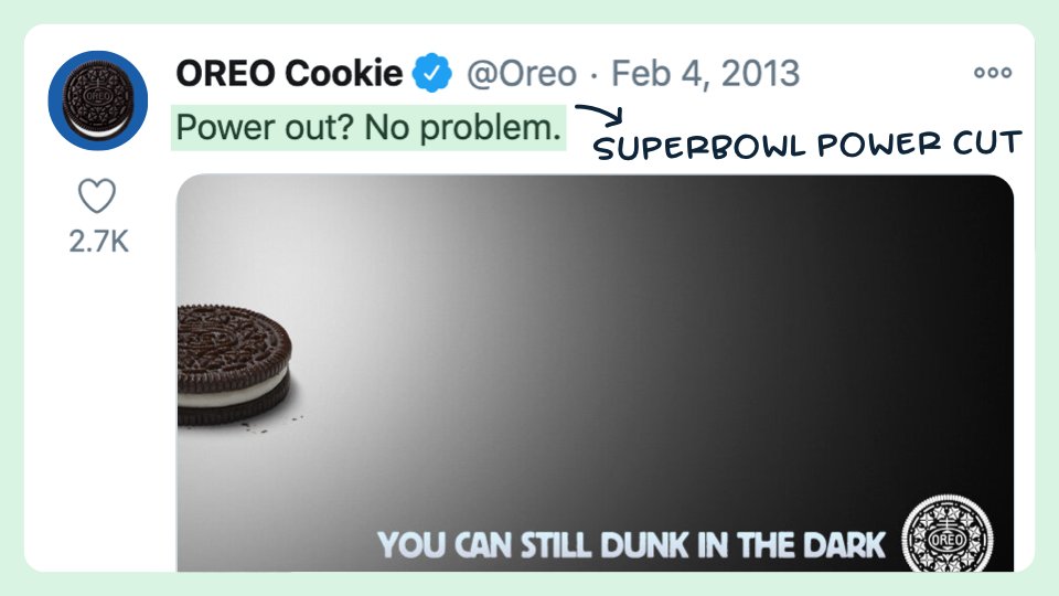 4/ “Quick reaction” TweetsEach day a new story consumes Twitter. Think fast and you can go viral.