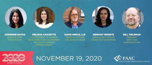 PAAC84's tweet photo. The BIG FINALE! Make sure to join us for our final session of #PAAC2020 - Our famous Pundits Panel! This is a🌟panel - @MelCaouette, @TheHerleBurly, @Stekeste, &amp; @BillTieleman w/ moderator @AdrienneBatra! You won't want to miss this one! #cdnpoli #onpoli #abpoli #bcpoli https://t.co/1pVO32qeNU