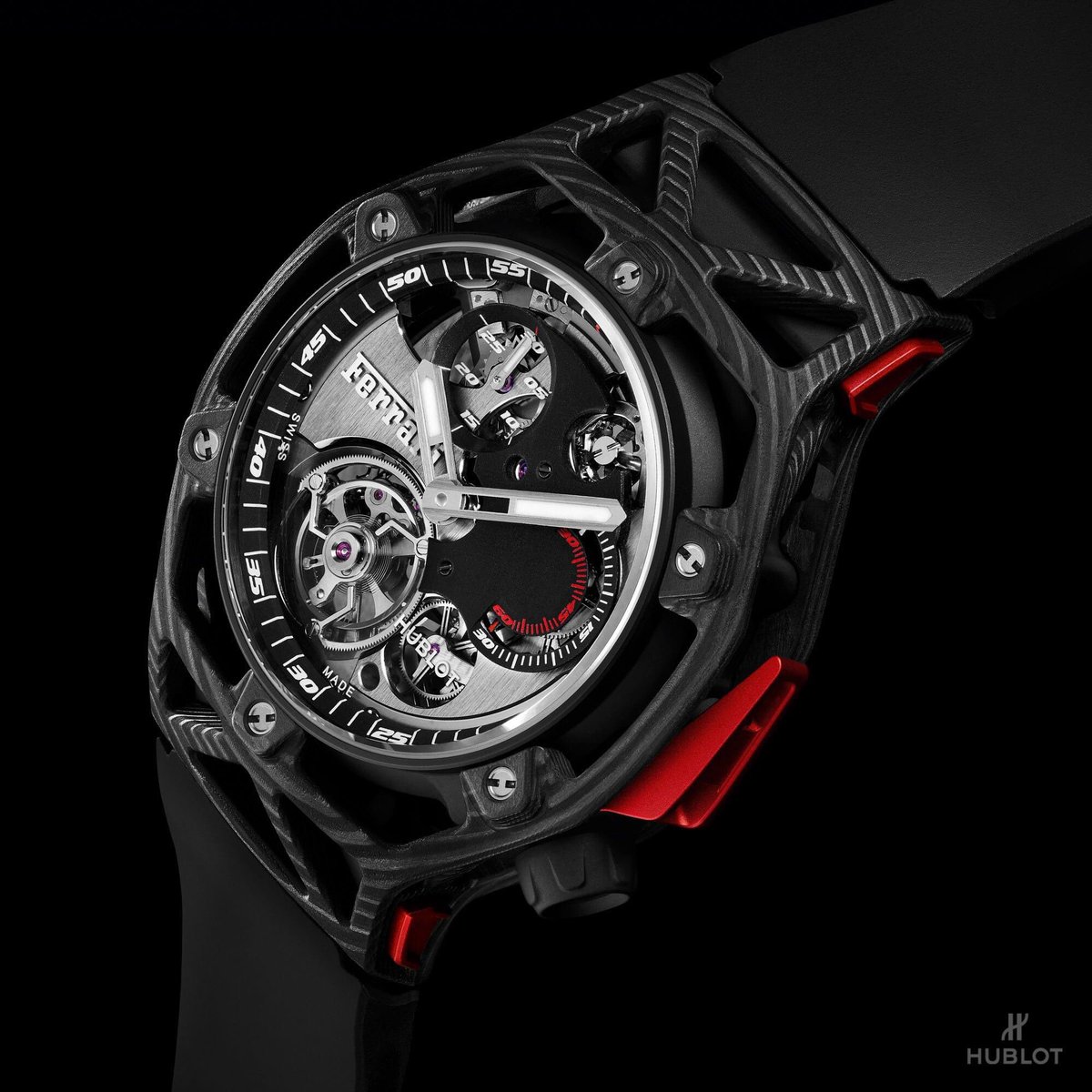 SFCSanJoseCR's tweet photo. #Techframe Ferrari Tourbillon Chronograph Carbon.  ¡Lo mejor de ambos mundos en una ejecución inesperada!  #HublotFerrari

#SFCCostaRica 🇨🇷 https://t.co/27naeZjdn2