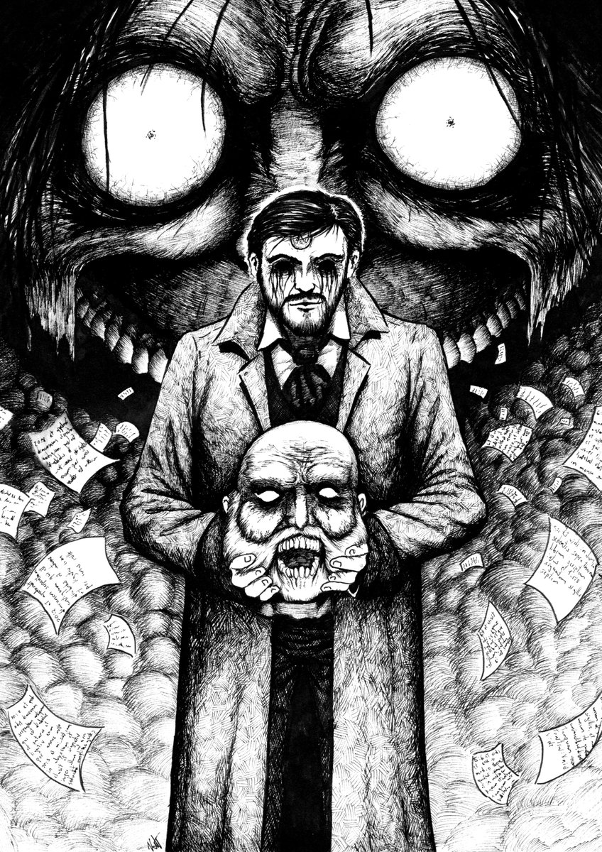 kyrsamestari's tweet photo. I guess I'll continue with the reuploads here. Here's two illustrations I made for a book. Naturally, heavily inspired by @junjiitofficial https://t.co/WnLjRvxgdd
