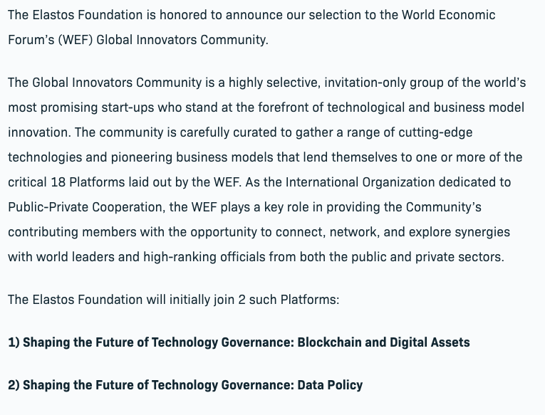 10/25 "As the Organization for Public-Private Cooperation the World Economic Forum provides the Global Innovators Community with a platform to engage with public and private sector leaders and to contribute new solutions to overcome the current crisis and build future resiliency"