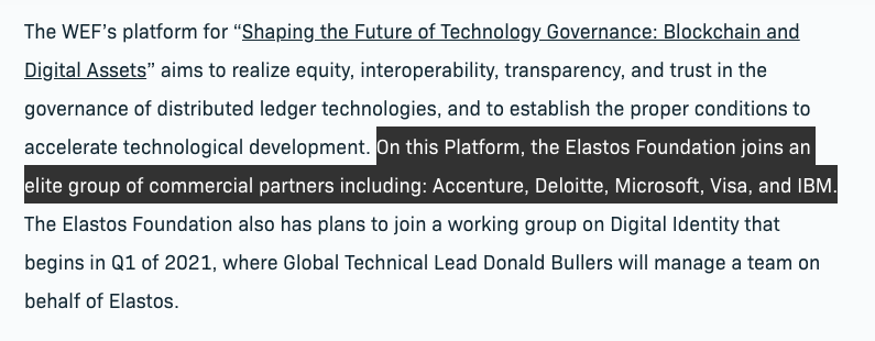 11/25  #Elastos will be in conversation with some of the most powerful circles from business to government and can start to fulfil its dream to bring a network OS and change the world. For all the immaturity we've had to endure in the space, this is it, we're being taken seriously