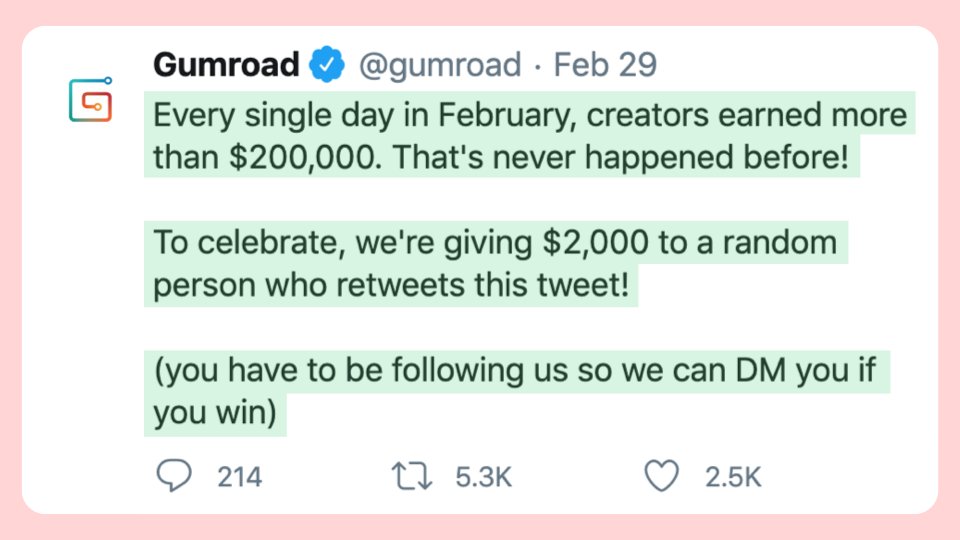 13/ GiveawaysGrows your follower count. Builds brand awareness.