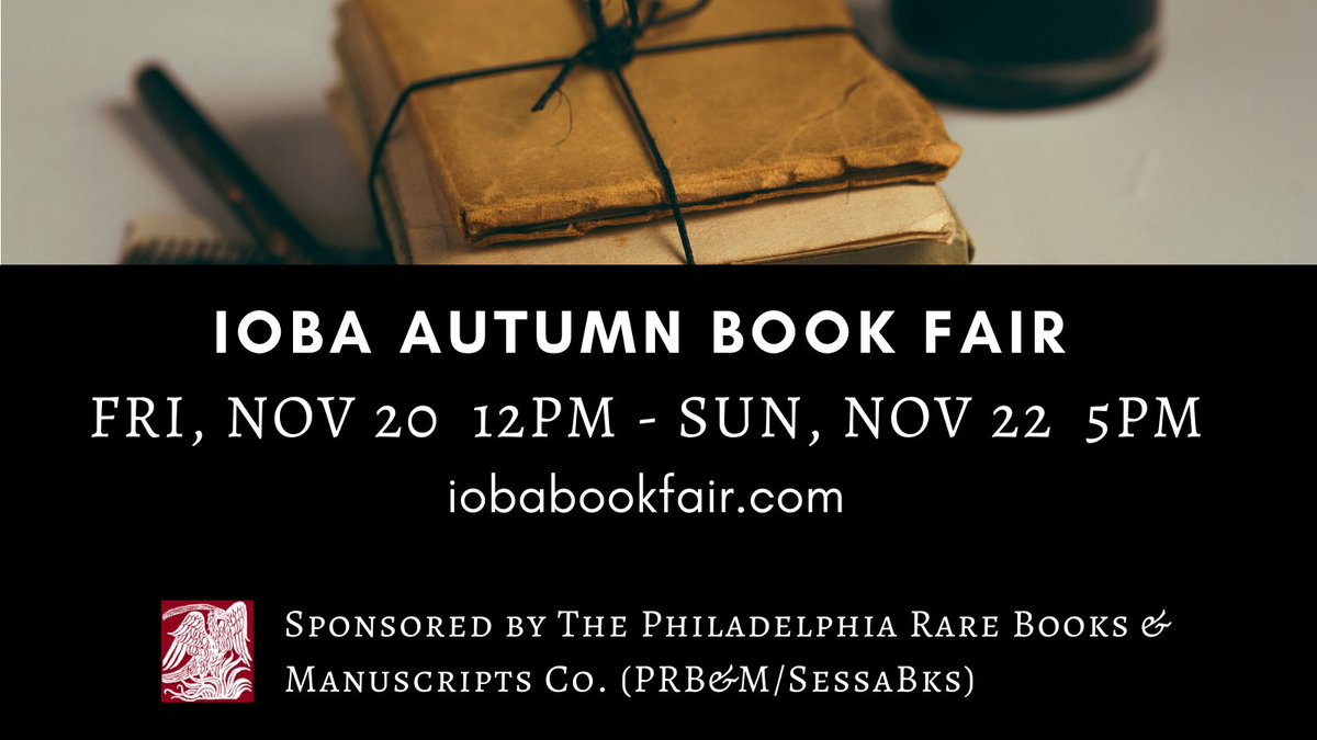 whitingbooks's tweet photo. IOBA's Virtual Book Fair opens tomorrow at noon (EST), and ends at 5 p.m. (EST) Sunday, Nov. 22nd. More than 80 IOBA members from the United States and other countries will exhibit books, ephemera, manuscripts, autographs, photographs, and maps throughout the three-day fair. https://t.co/2SYiBysTqi