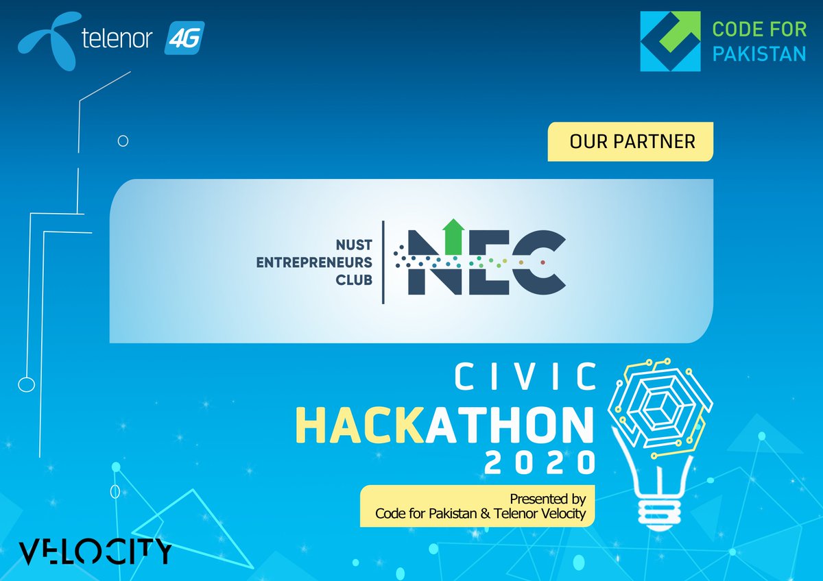 CodeforPakistan's tweet photo. Announcing @NustNEC as Community &amp; Outreach Partner for the online Civic Hackathon 2020!

Make sure to register before Nov 27 https://t.co/zF22EAmcUA and visit our website for more information https://t.co/tObpk0Ce2r
#isbhacks #cfphacks #civictech #civichacking https://t.co/5U20yZi4QP