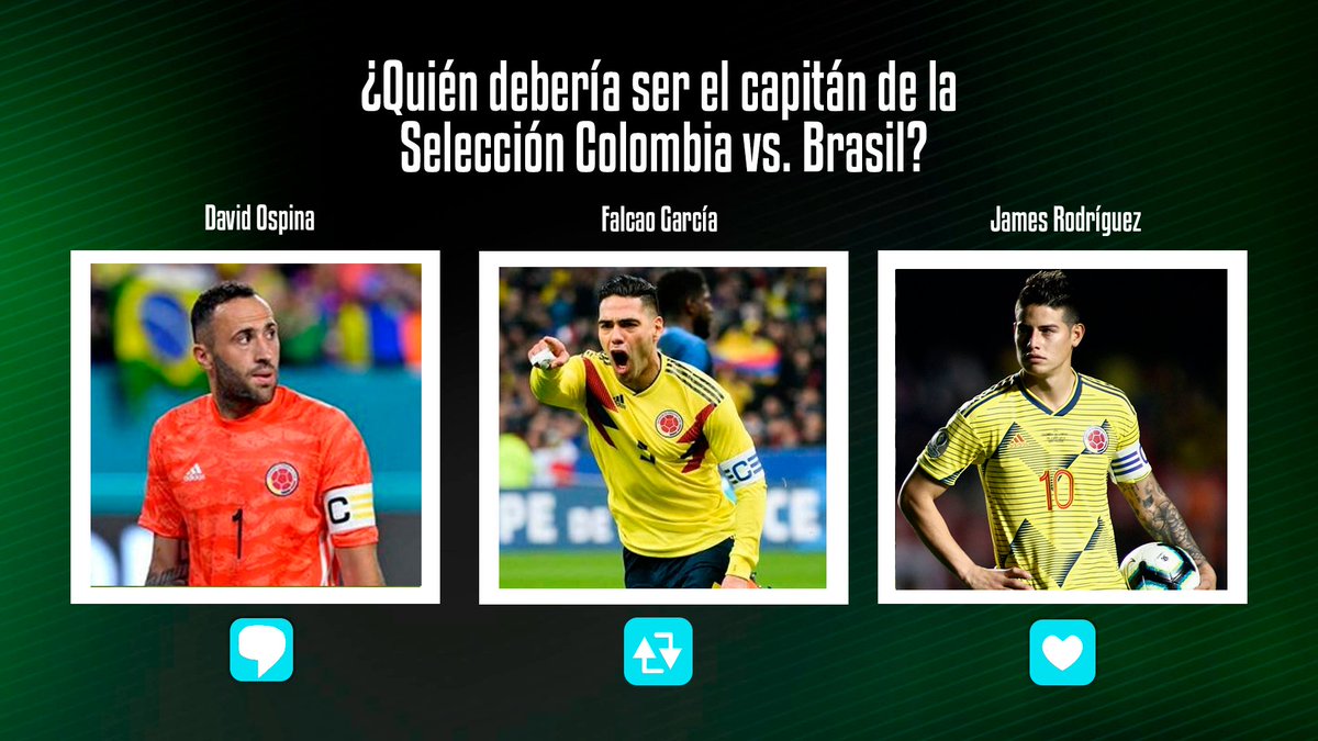 Pensando en el futuro de la Selección. #ESPNFColombia.

Lo debatimos con <a href="/AndreaGuerreroQ/">Andrea Guerrero</a>, <a href="/DanielAnguloR/">Daniel Angulo Rugeles</a>, <a href="/andresmarocco/">Andres Marocco</a>, <a href="/JulianCaperaB/">Julián Capera</a>, <a href="/RICHENAO/">Ricardo Henao Calderón</a>, <a href="/carlosvaldes5/">Carlos Valdés</a>, <a href="/FabianVargas6/">Fabian Vargas Rivera</a>, <a href="/Maomolina11/">Altcoin Monarch</a>.

Vota así: 

💬 David Ospina

🔄 Falcao García

 ❤  James Rodríguez