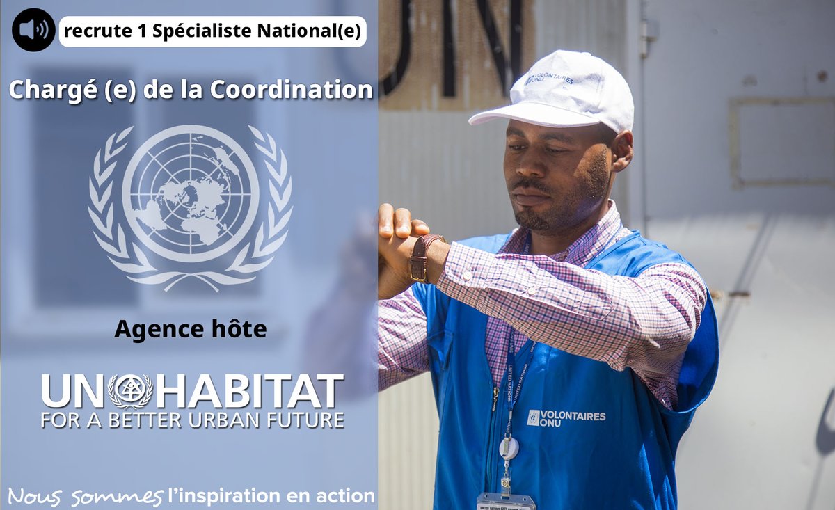 UNV_ROWCA's tweet photo. 🔈Recruitment #JoinUNV
@UNVolunteers cherche un(e) spécialiste national(e) pour le poste de Chargé (e) de la Coordination à #Yaounde 🇨🇲 pour @UNHABITAT_ROAF.
❗️Deadline : 26 November 2020
Pour postuler : https://t.co/iBQ0RNuxYv https://t.co/JRlWXJzToB