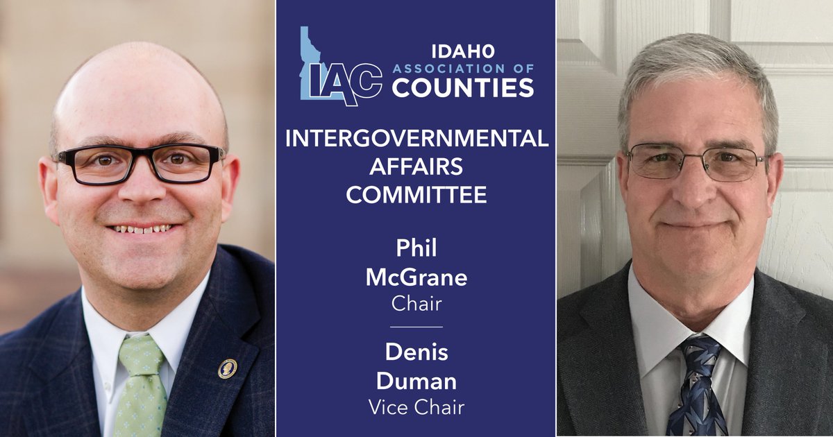 IdahoCounties's tweet photo. IAC is pleased to announce the 2020-2021 Intergovernmental Affairs Committee Chair and Vice-Chair. Thank you both for being willing to dive in and serve when needed! #IDCounties #IDCountiesServeYou https://t.co/CZAlP0iI7l