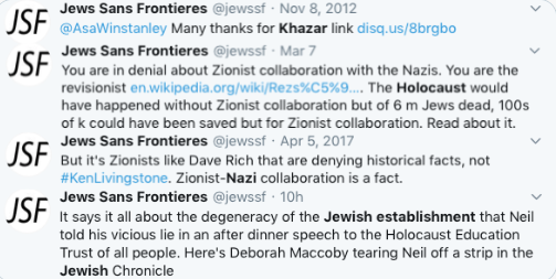 2/3 Elf has been spewing out antisemitic hate speech (inc the neo-Nazi 'Khazar' conspiracy), linking to hate sites and baiting and demonising Jews for more than 7 years; and yet this fanatical antisemite was drawn to  @UKLabour, an anti-racist party, when Corbyn became leader.