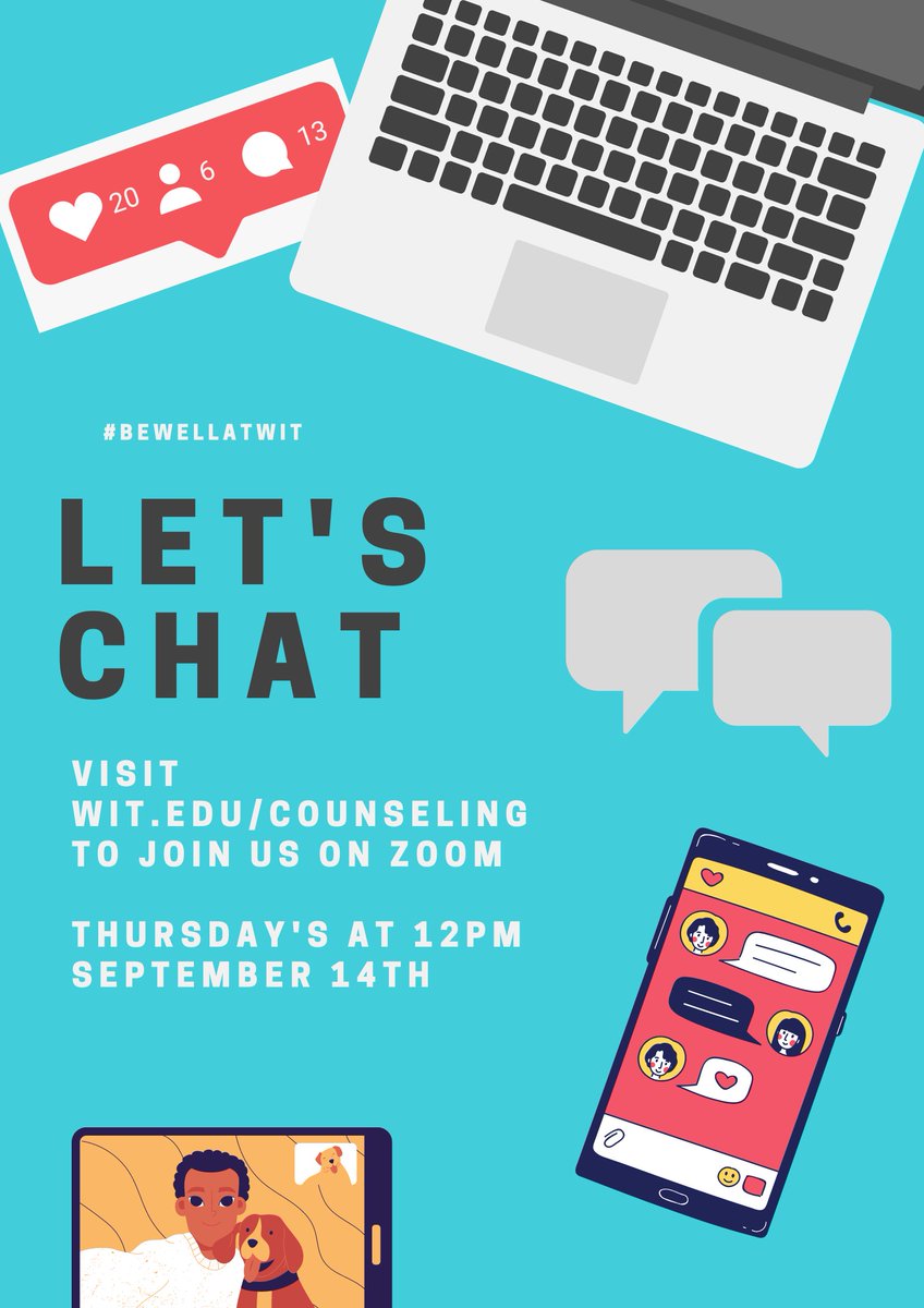 Want to Socialize during a pandemic? we are having socialization workshop every Thrusday at 12pm. Visit ow.ly/cgzg50C5J8e to sign up today and meet some friends! #BEWellAtWIT #Socialization