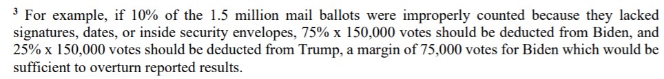 4. On the basis of this "exercise" the Trump campaign is asking the court to DECLARE TRUMP THE WINNERNot because they counted the votes and Trump got moreBut through a ridiculous method invented by the Trump campaign that does not involve counting votes