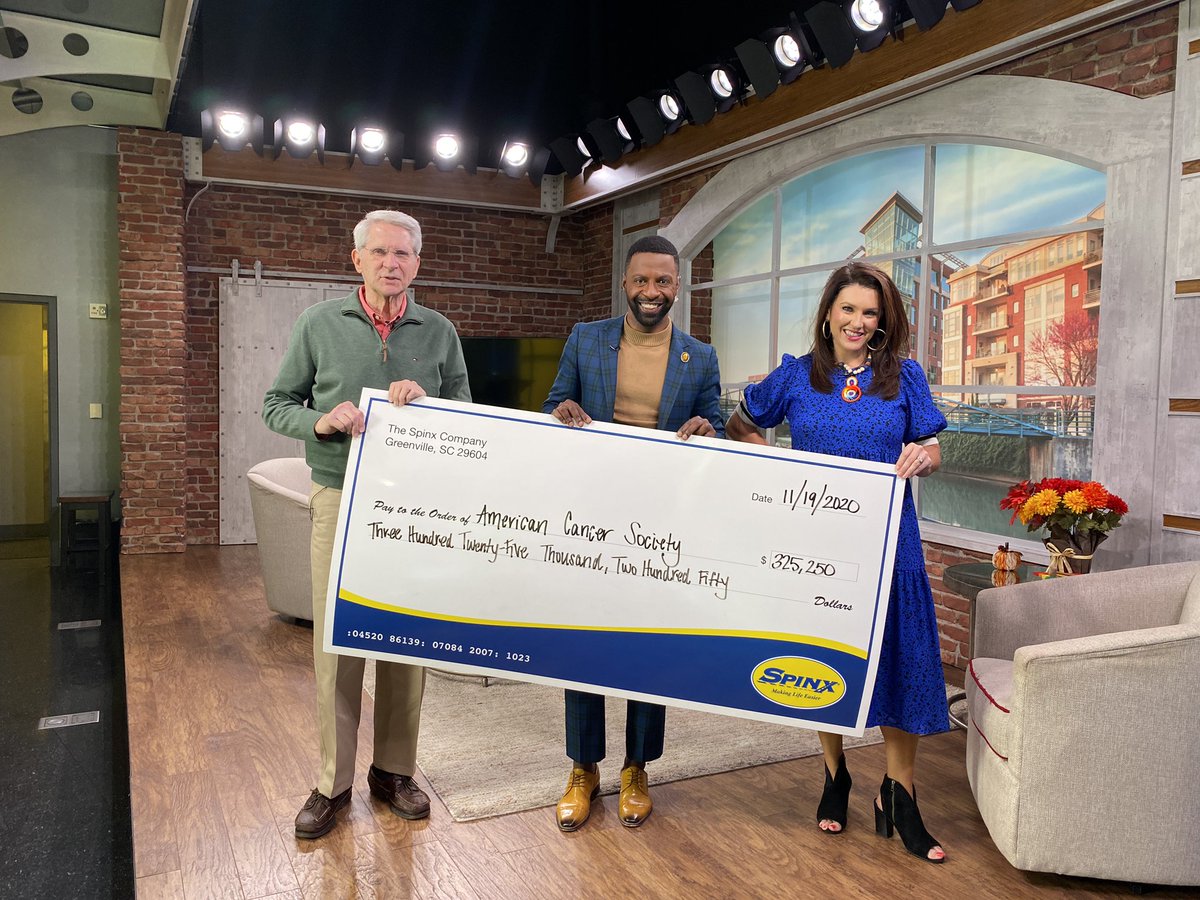 .<a href="/TheSpinxCompany/">thespinxcompany</a> raises over $325,000 to benefit the <a href="/AmericanCancer/">American Cancer Society</a> Congrats to all of the employees for all of their work during the month of October! @YourCarolinaCh7