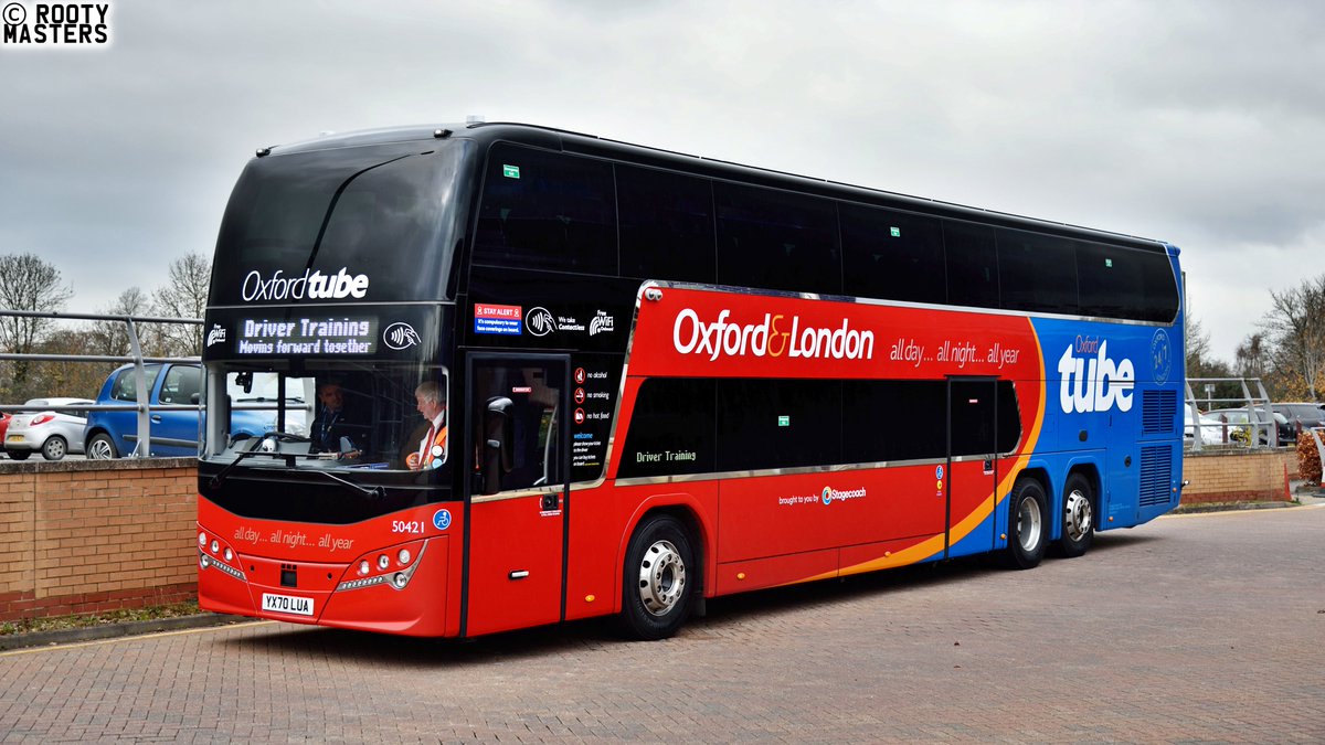 rootymasters's tweet image. The first of 34 Volvo B11RLET / Plaxton Panorama CH61/16FT coaches for Stagecoach Oxford Tube having appeared on Driver Training runs. 50421 (YX70LUA) and 50422 (YX70LUD) are seen at Thornhill Park &amp;amp; Ride on 19/11/2020. @Stagecoach_Ox @Oxford_Tube @Plaxtoncoach