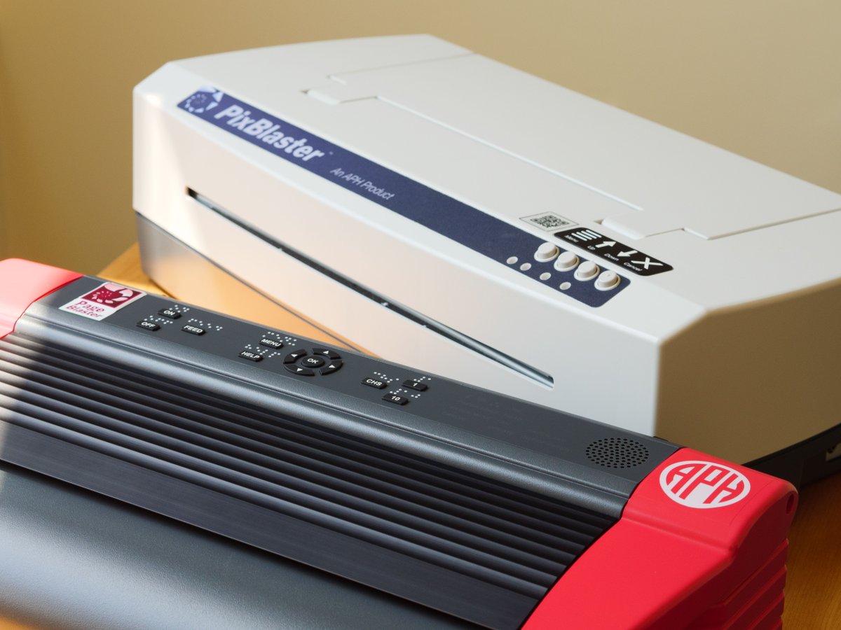 APHfortheBlind's tweet photo. Attending #AccessingHigherGround? Don't miss our session on our latest embossing tech; BrailleBlaster, PixBlaster, & PageBlaster! Join us to learn about these solutions so you can make braille for years to come. Thurs., Nov. 19 at 1:15 PM ET. Learn more: https://t.co/kAhrLphQmT https://t.co/H7lzhP9xuL