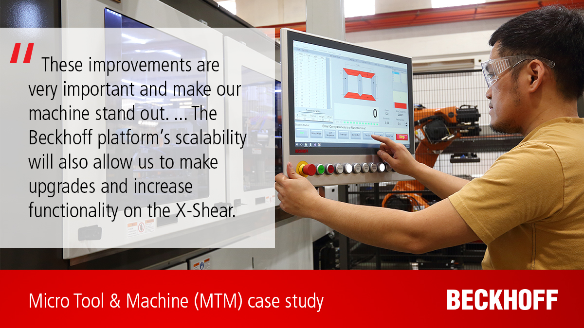 BeckhoffUSA's tweet photo. With PC-based #automation and @KUKAGlobal #robots, Micro Tool & Machine Ltd. increased throughput on its X-Shear by 55%. | Via @design_eng_mag: https://t.co/WPM35WNc0g
#Beckhoff #MicroTool #MTM #mtmmachines_wpg #TwinCAT #EtherCAT #IndustrialPC #MotionControl @AnnexBusiness https://t.co/q5Of5jFDAx