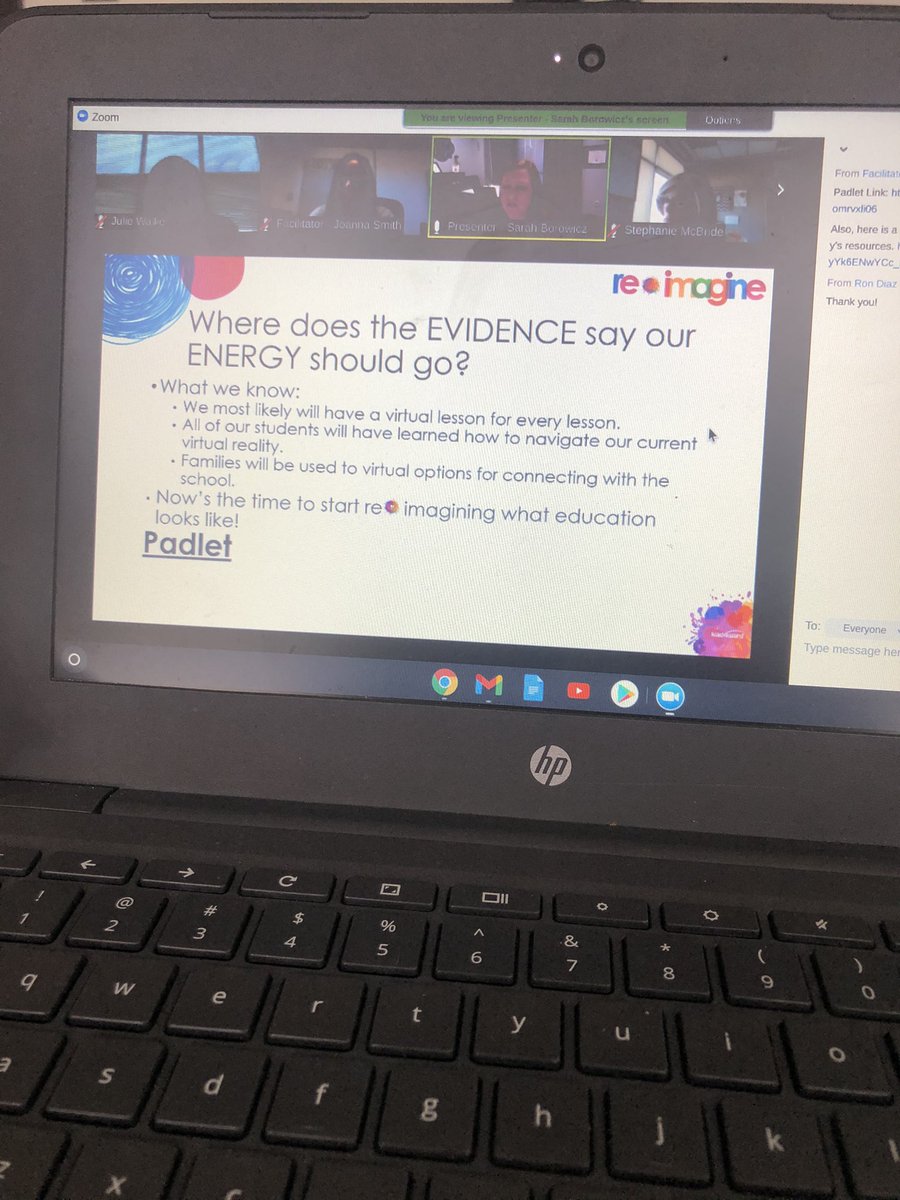 Mrs_Walker3rd's tweet photo. Remote learning being reality. How much of remote learning is going to stay for the future of education?  Learning lots of great tools about remote learning today 💻 #reimagine4ward @lead4ward #bethecalm https://t.co/hE1e3R4MxB