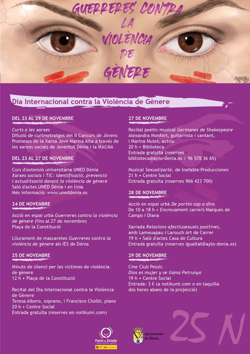 FallaBaixLaMar's tweet photo. Ací us deixem la programació del #25N ✋ "Guerreres contra la violència de gènere", que ens proposa @ayto_denia .
.
💻https://t.co/vouF1hDgUX
.
.
#lamarnodescansa #blm2021 #naveguem #fallabaixlamar #falles2021  #fallesDénia #Dénia #25N #violenciadegenero https://t.co/HpoVddhea9
