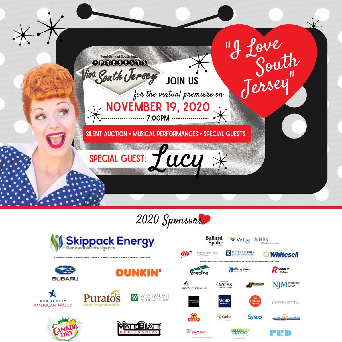 Huge thank you to our  2020 sponsors. Thank you for powering our mission. #BetterTogether #SouthJerseyStronger Don't forget to JOIN US TONIGHT for Viva South Jersey! Register by visiting foodbanksj.org/vivasj #ILOVESouthJersey #VivaSJ