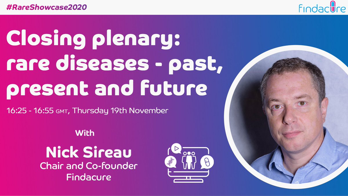 RareBeacon's tweet photo. What's the perfect way to end the #RareShowcase2020?

With a few closing words from our Co-Founder &amp; Chair, Dr. Nick Sireau, of course!

Hear from Nick  on how far Findacure &amp; the rare disease community have come over the past eight years and learn his hopes for the future!🦓 https://t.co/nM5yqprFyZ