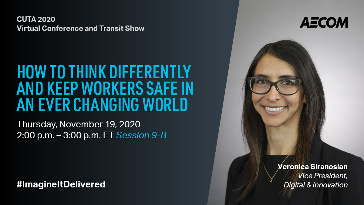 AECOMTransport's tweet photo. AECOM's @vsiranosian is at #CUTAvc2020 talking about explicit/implicit biases in #transportation planning and how a gender-focused lens can help #transit agencies improve and proactively address #equity in their #planning, design and delivery. https://t.co/nFxFxySG0l #AECOM #CUTA https://t.co/lSGu78FstZ