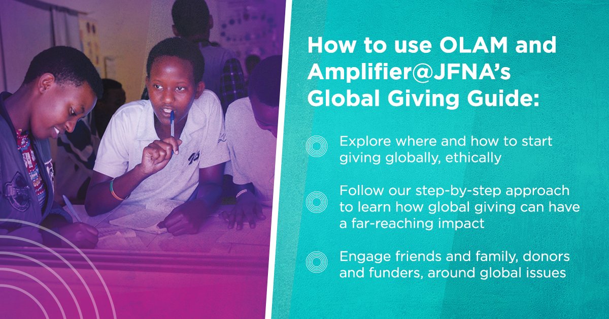 AmplifierGiving's tweet photo. We are thrilled to present our brand new GLOBAL GIVING GUIDE: Tools and Resources for Giving Ethically Around the World, in partnership with @OLAMtogether ! 

Download the full guide here: https://t.co/lcKOGHhNA0

#giving #resources #jewish https://t.co/OxBpctv2eK