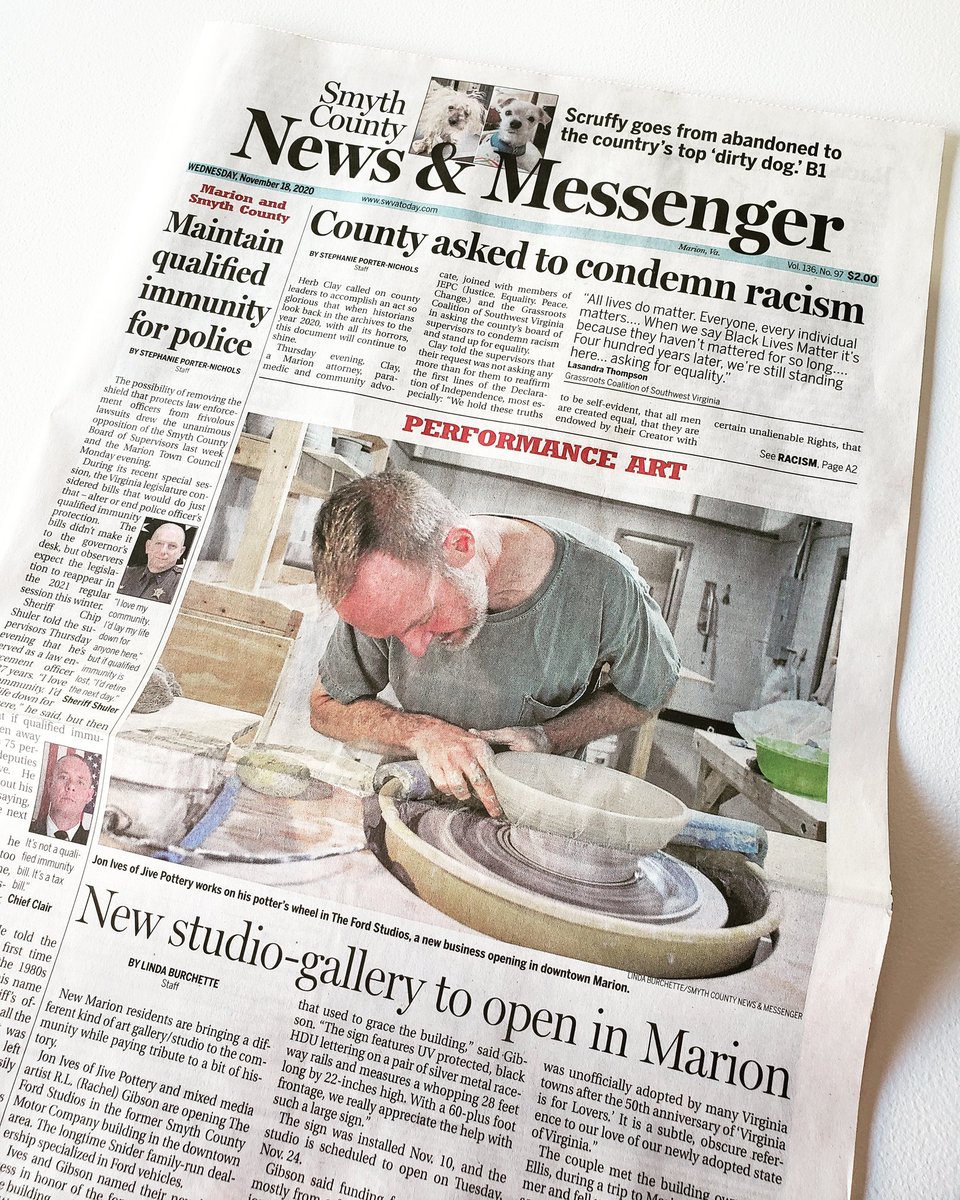 jivepottery's tweet photo. Look who made it to the front page of the local paper. The lady at the convenience store said, "Hey, are you the guy from the paper?" 🤣🤣🤣

#howwillihandlethefame #MarionVAfamous #celebritypotter https://t.co/LbA6F5sFrc