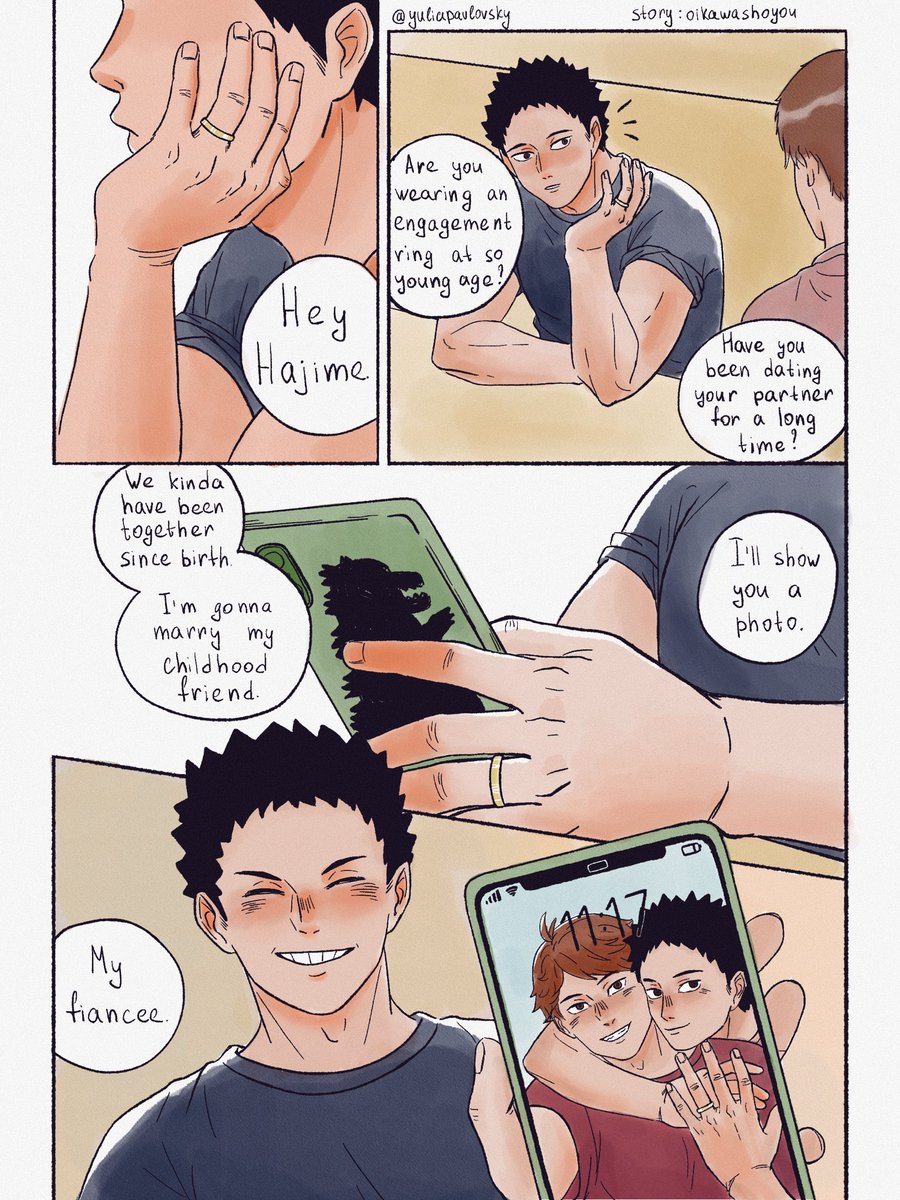 I'm gonna marry my childhood friend 
Story: @oikawashoyou 
#iwaoi https://t.co/EMQ7jIqCBG 