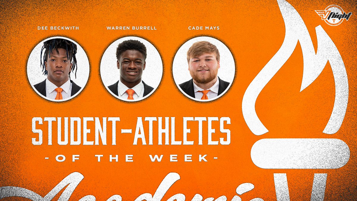 Vol_Football's tweet photo. Giving their 𝗔𝗟𝗟 in the classroom

Student-athletes of the week ⬇️

@beckwith2_ 
@_WB04 
@cade_mays 
 
#VFLIGHT https://t.co/QjEWmBl4IF