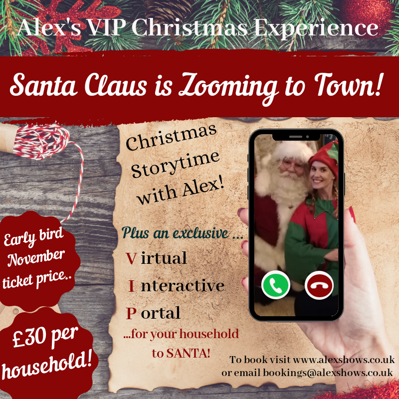 I am so excited to be taking bookings for my Christmas VIP Experience with Santa!
Tickets are currently £30 per household when booked in November. To book your exclusive and personalised live call with Santa and myself go to - alexshows.co.uk/virt.../vip-ch…