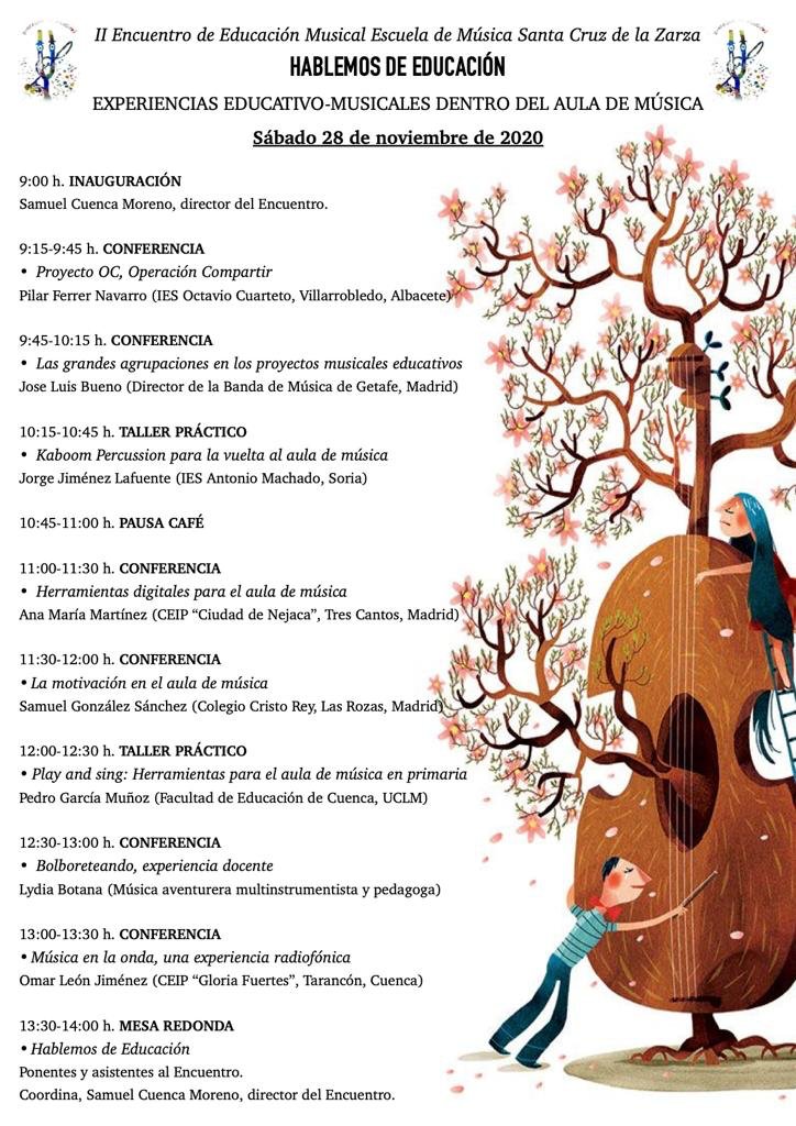 MachadoMusical's tweet photo. "Hablemos de Educación Musical". Presentado programa experiencias aulas de música. Jornada virtual desde Escuela de Música Sta. Cruz de la Zarza (Cuenca). Sábado, 18 nov. Inscripción gratuita: https://t.co/86P4DBoV4X https://t.co/bNz4X14FP7