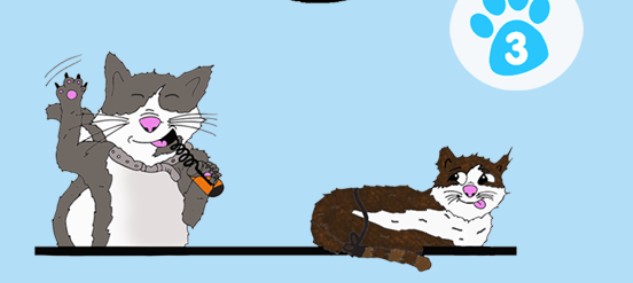 EmmaJonesGB's tweet photo. So a designer who's done a #PawsforTea infographic for me has used Boo and Norman for 2 of the characters... he used the second photo shown to go from but then when I described them to him he changed up Norman to be a party animal😹😹 #CatsOfTwitter https://t.co/BL0HRSABl9