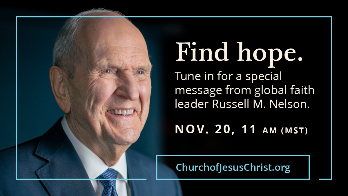 Ch_JesusChrist's tweet image. Tune in to our YouTube channel tomorrow morning to hear a special message of peace from global faith leader President @NelsonRussellM of @Ch_JesusChrist. Set a reminder for the premiere: youtu.be/tlcILxGmVrI