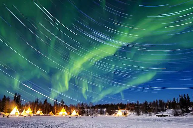 KLovesNature's tweet photo. The aurora borealis over Yellowknife, the capital of Canada’s North West Territories. https://t.co/Cd7Xwl9UzH