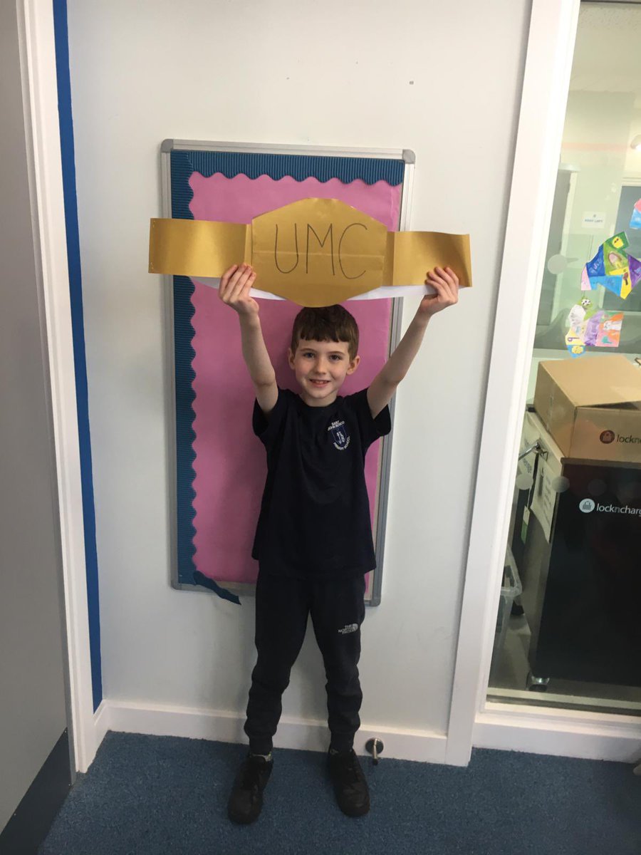 StJohnBoscoPS's tweet photo. The very proud Ultimate Maths Champion in P5a displaying his well-deserved belt! 😄 #mathschampion #teamsjb 💙 https://t.co/7FKIOl7UU7