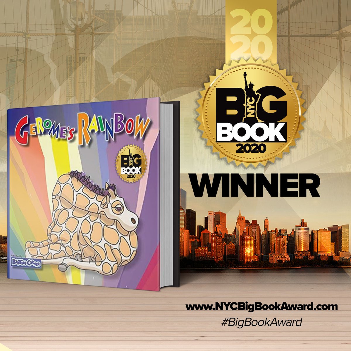 GabbyBookAwards's tweet photo. 2020 NYC BIG BOOK AWARD 

#Winner #ChildrensBooks -#educational 

"Gerome's Rainbow" 
by Stephanie Logsdon 
https://t.co/foKzQjMzEA 

@BaxtersCorner @StephanieLogs15

 #WritingCommunity #Writerslift #ThursdayReads #Reading #NYCBBA20 #Read #BigBookAward #GabbyBookAwards https://t.co/mZs7TgTLkB