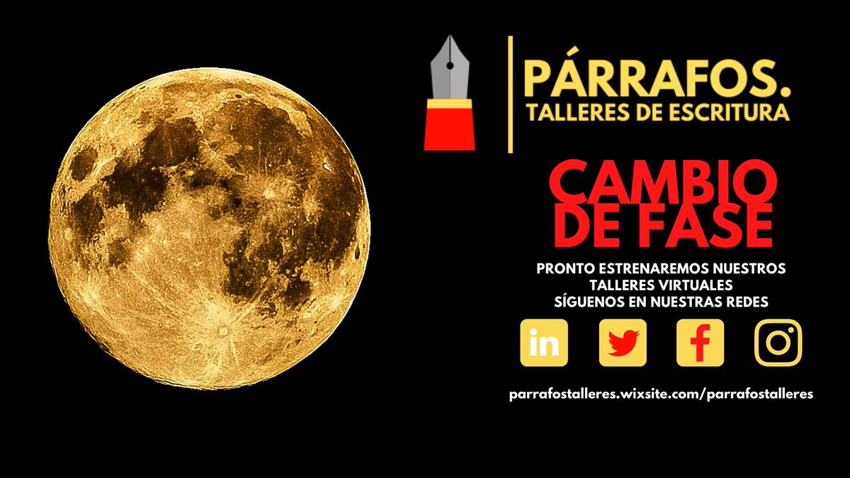ParrafosE's tweet photo. Atentos a las fechas de nuestros próximos talleres y actividades virtuales. ¡Nos vemos pronto! https://t.co/Tvpfy3PHqa