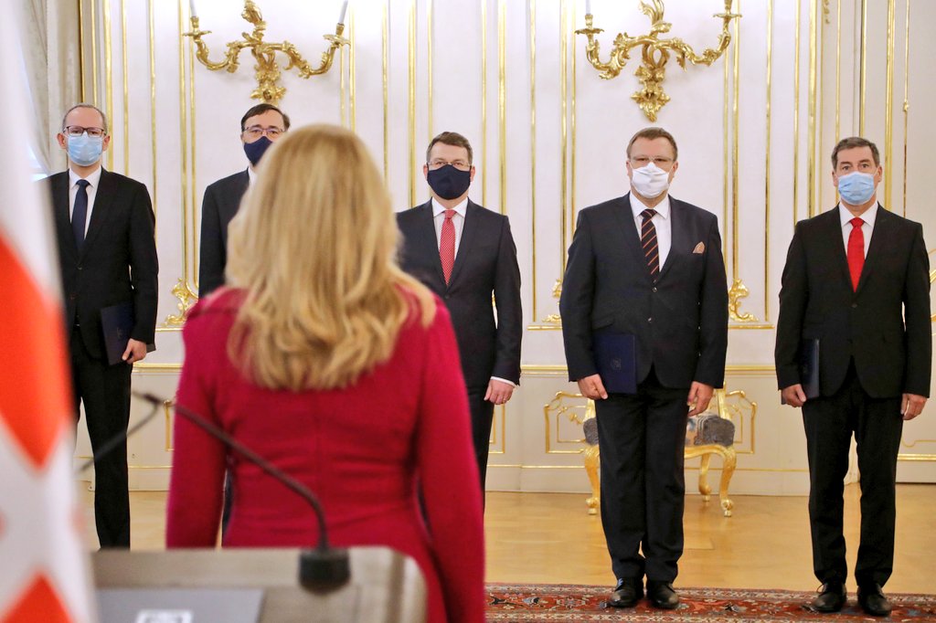 RehakLubomir's tweet photo. President of Slovakia🇸🇰 @ZuzanaCaputova handed over the Letters of Credence for my next amb posting to Russia🇷🇺 at the Constitutional Ceremony held in Bratislava today. Other Ambassadors-Designate in group: @Ondrejcsak UK @FeroRuzicka OECD @RadovanJavorcik USA @BatorPeter NATO https://t.co/MT21SMfeUF