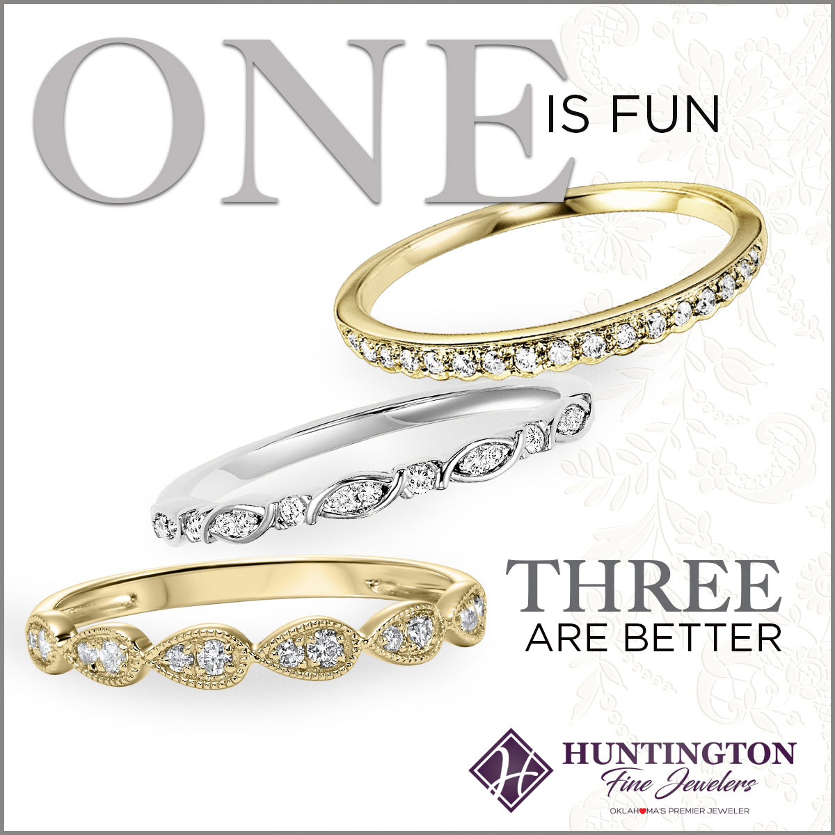 HuntingtonOKC's tweet image. What's your stacking style? All one color or mixed metals? #stackingstyle #ringstack