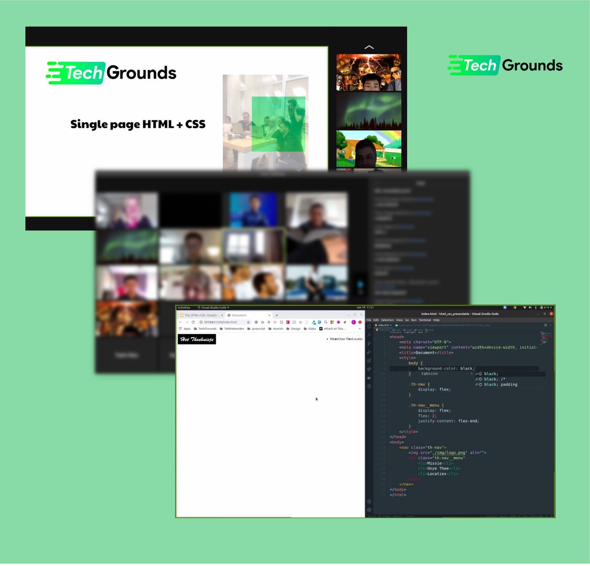 Techgrounds_NL's tweet photo. Onze Head of IT heeft vandaag in de @TekkieWorden - week een 'Single page HTML + CSS' snel cursus gegeven aan 140 studenten! #tekkiewordenweek #techgrounds #omscholing #html #IT https://t.co/8IyYkfe0KU