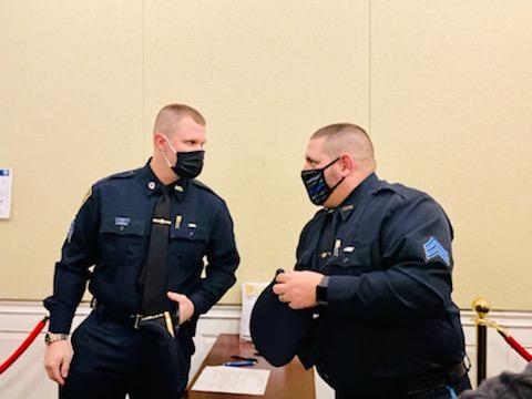 TroyBacon51's tweet photo. Congratulations to #AdamsPD Officers Greg Onorato and Dylan Hicks as they were promoted to the rank of Sergeant during last night’s Board of Selectmen meeting. https://t.co/46gkV02ZeD