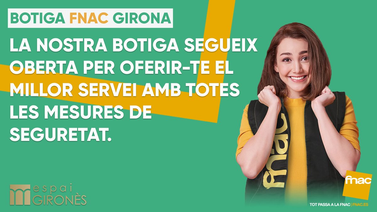 Fnac CAT (@fnac_cat) on Twitter photo 📌😷 Recorda que la botiga d'#Fnac <a href="/ccespaigirones/">Espai Gironès</a> segueix oberta per oferir-vos el millor servei amb totes les mesures de seguretat!
#TotPassaAlaFnac 📌😷 Recorda que la botiga d'#Fnac <a href="/ccespaigirones/">Espai Gironès</a> segueix oberta per oferir-vos el millor servei amb totes les mesures de seguretat!
#TotPassaAlaFnac