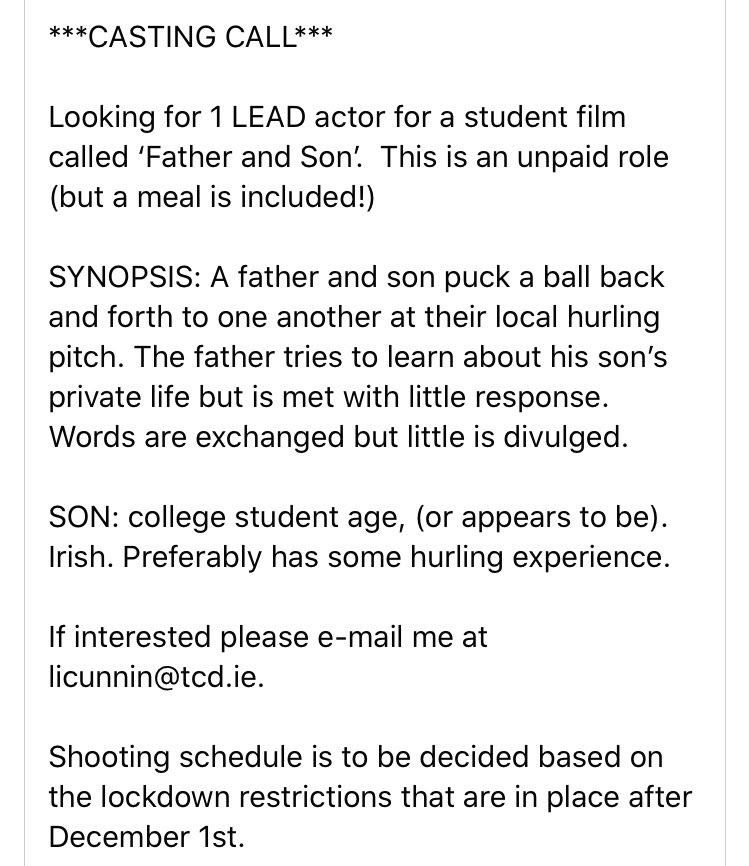 DUFilm's tweet photo. Casting Call for ‘Father and Son’ https://t.co/3k7ulcQeOy