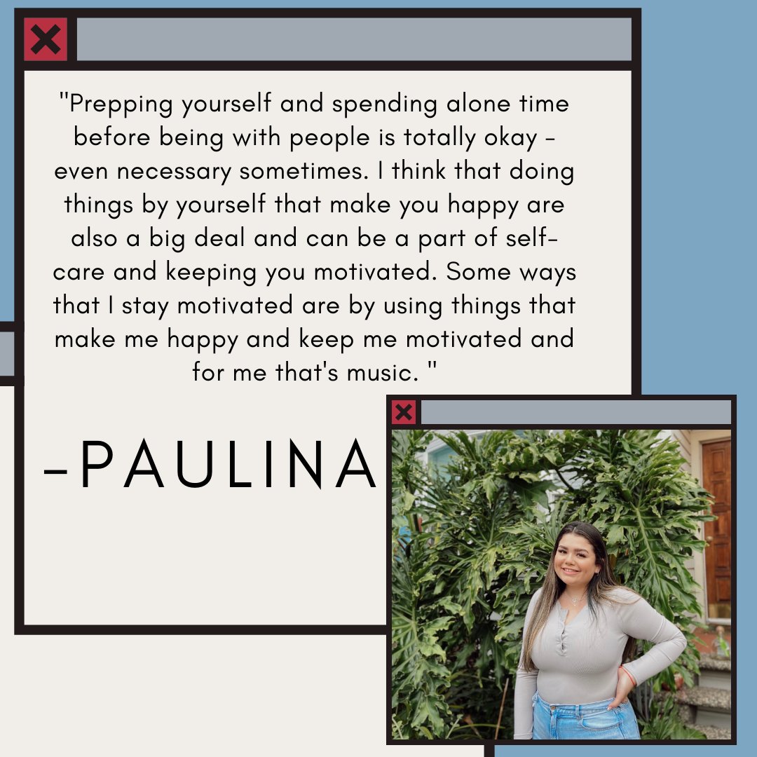 sfstatecares's tweet photo. Being around family for the holidays can be difficult and oftentimes may take some motivation. We asked our #MotivatedGator Paulina what her go to self-care strategies are. Share with us what self-care strategies or stress-relieving strategies you practice to stay motivated! https://t.co/AvcQUwFOsT