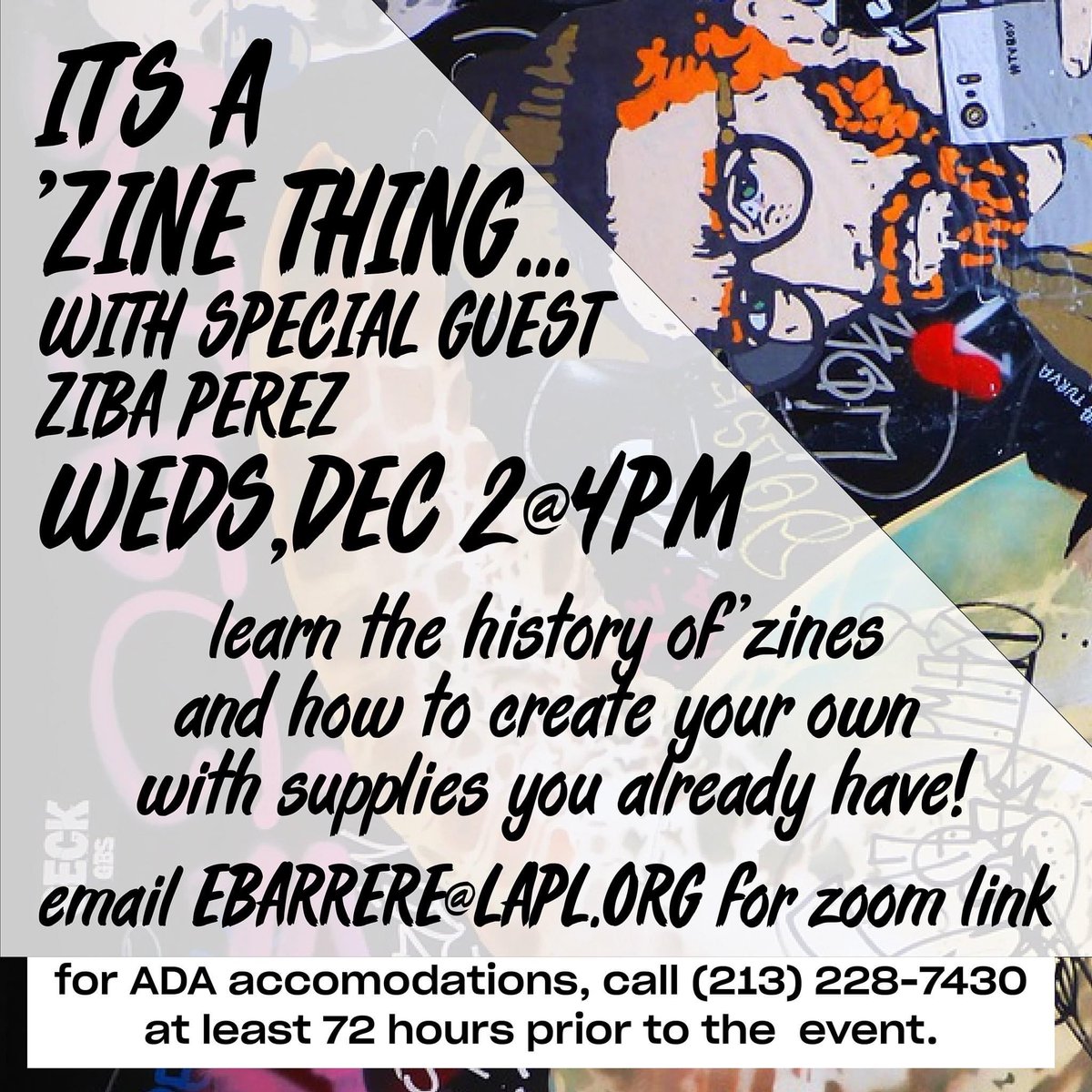 EchoPark90026's tweet image. #LAPLTeens
You&apos;re invited!
Wednesday, December 2nd at 4pm via Zoom! 
Make a zine with us! 
LAPL.org/zines #LAPLZineLibrary