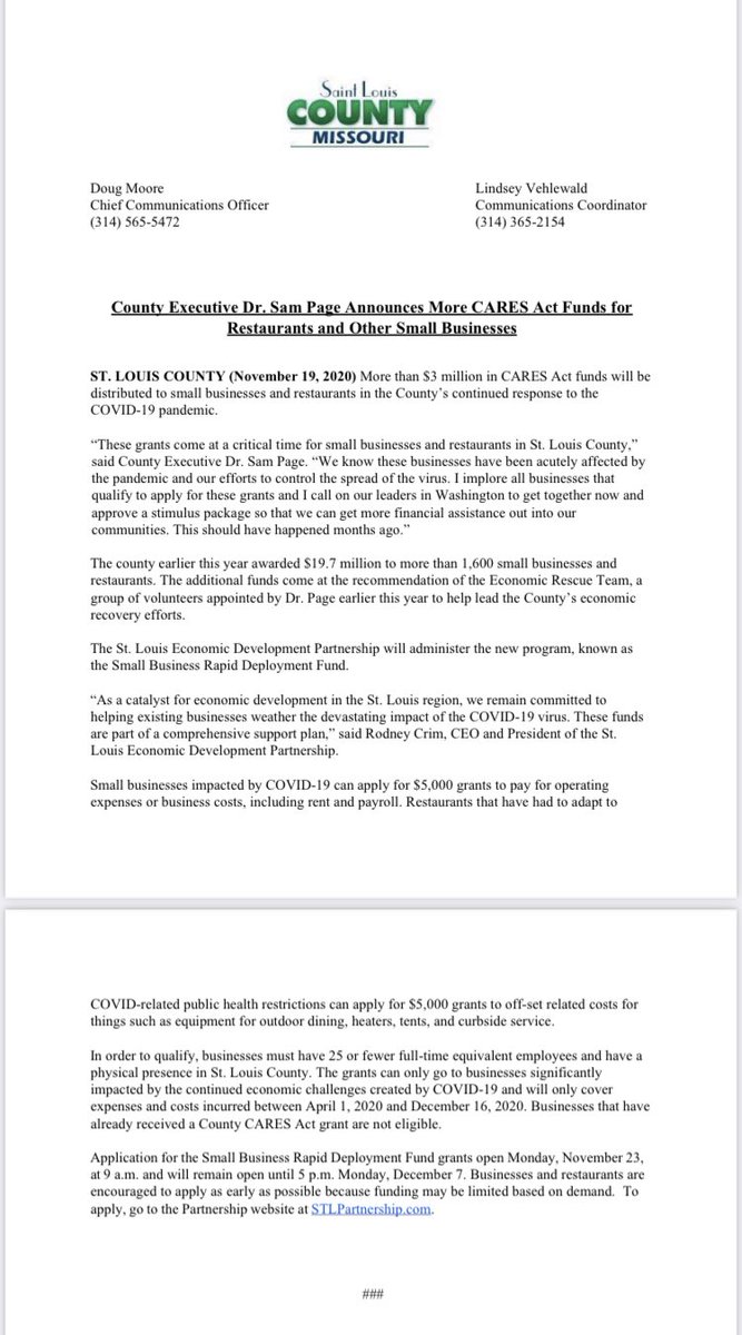 I implore all businesses that qualify to apply for these grants and I call on our leaders in Washington to come together now and approve a stimulus package so that we can get more financial assistance out into our communities. This should have happened months ago.