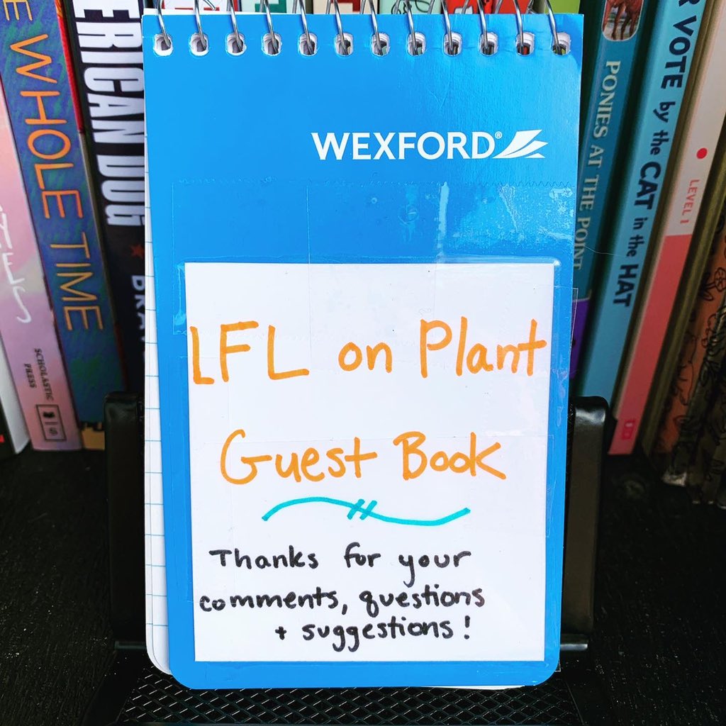 LFLonPlant's tweet photo. Reading visitors’ comments in the guest book is an absolute delight! So when our last one went missing I knew I needed to replace it. Hopefully this one stays around for a while 🤞.

Thanks to my mom, queen of cute office supplies for the notebook donation 👑 
#shelfie https://t.co/QSf1QdQsUJ
