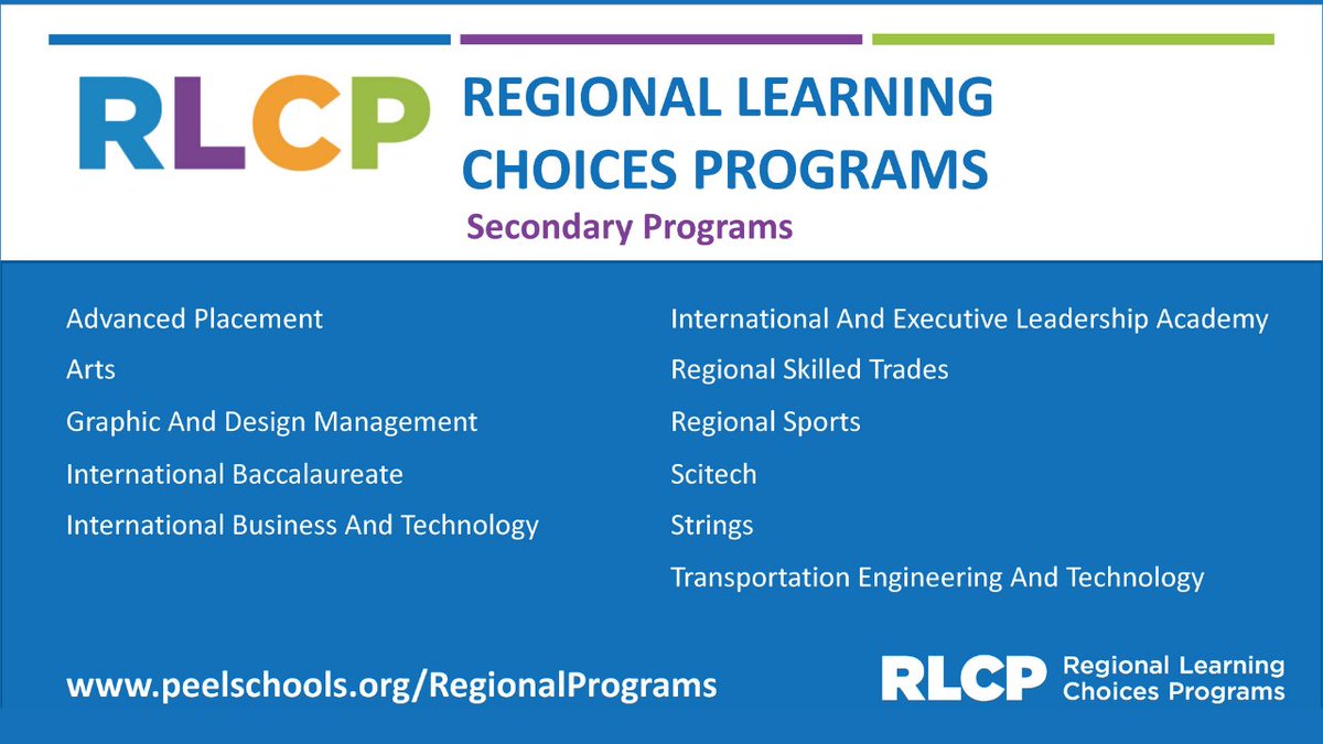 PeelSchools's tweet photo. Reminder for current grade 8 students - applications for secondary Regional Learning Choices Programs are due Monday, Nov. 23 at 3 p.m. 

We offer 11 different secondary Regional Learning Choices Programs. Which one(s) are you applying to? 

Apply: https://t.co/Yb07vRkOQa https://t.co/ZY211wYTLu