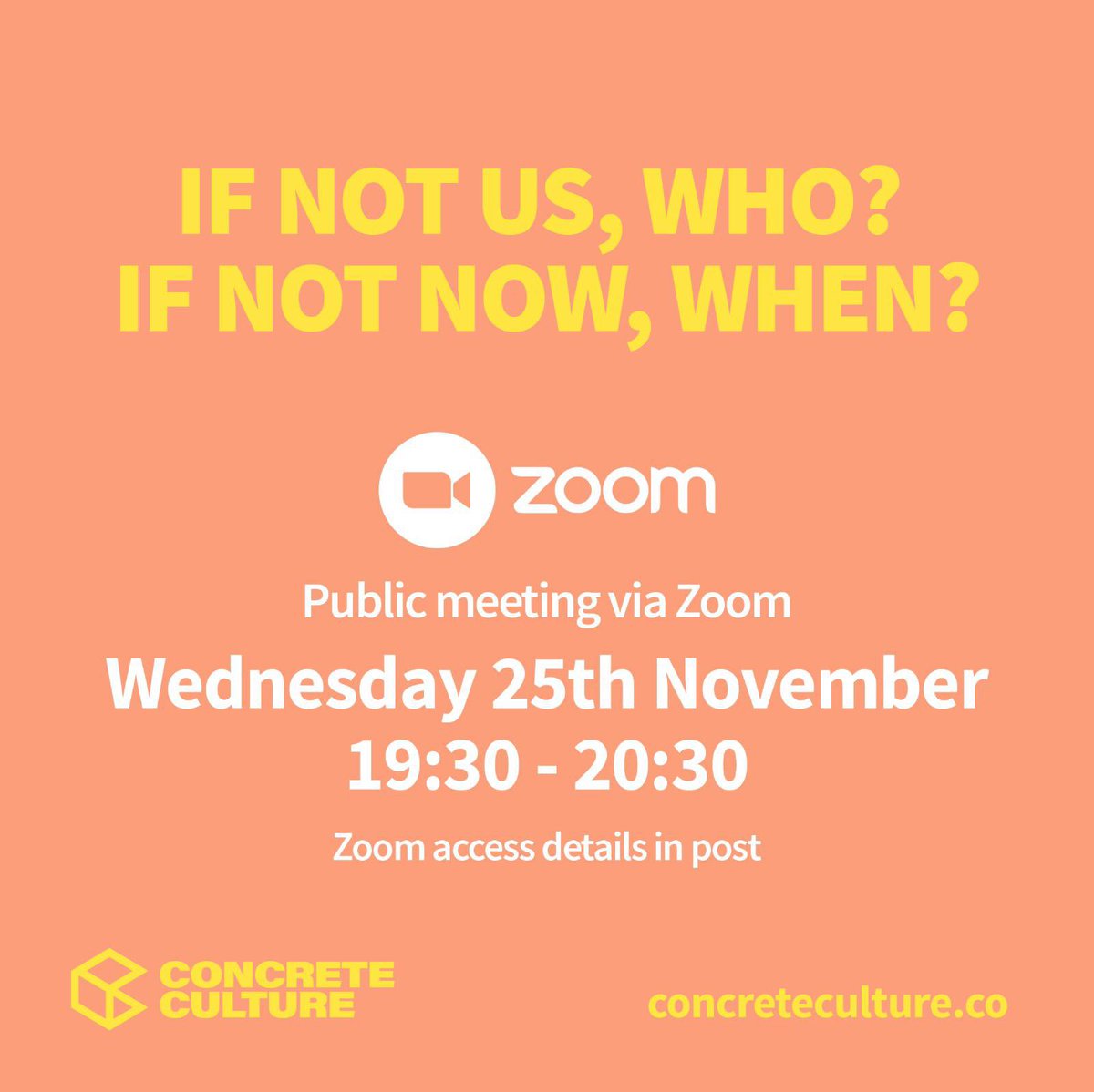 𝙅𝙊𝙄𝙉 𝙐𝙎.
25/11/20
7:30pm.

Zoom Meeting
us05web.zoom.us/j/88198832000?…

Meeting ID: 881 9883 2000
Passcode: Kursaal